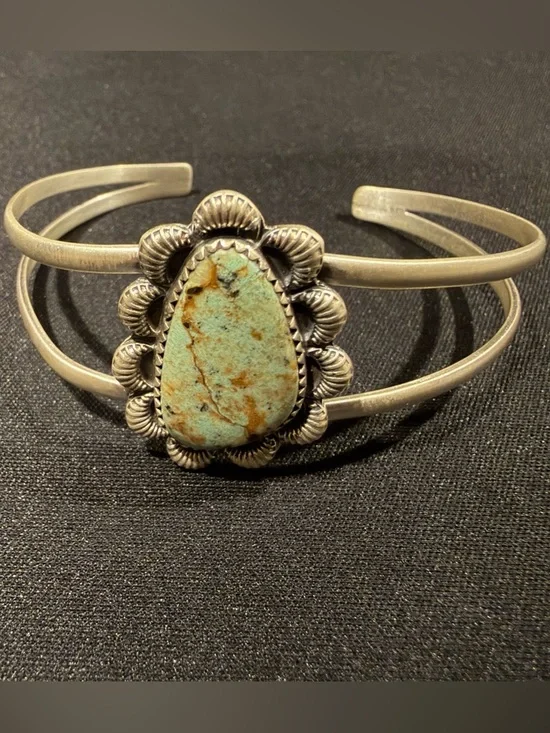 Big Royston turquoise cuff! Adjustable 925 - Picture 1 of 3